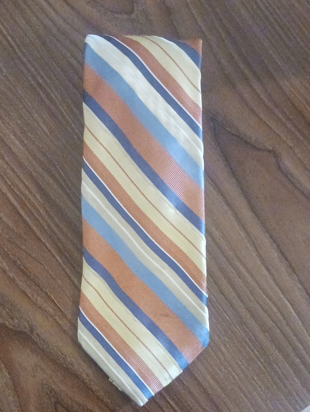 Michael Kors Diagonal Stripe Tie in Blue, Orange, and Cream